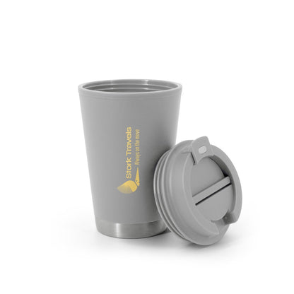 FIGLIOLI promotional travel cup in grey with custom logo branding