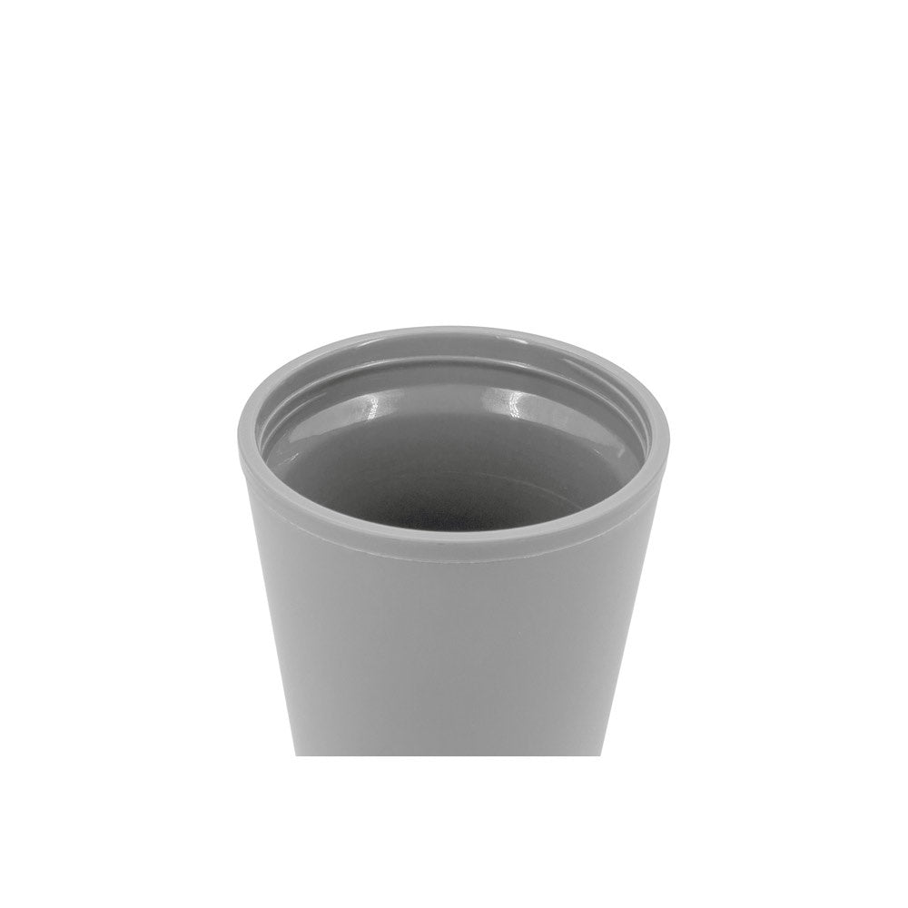 FIGLIOLI promotional travel cup in grey (detail view) with custom logo branding