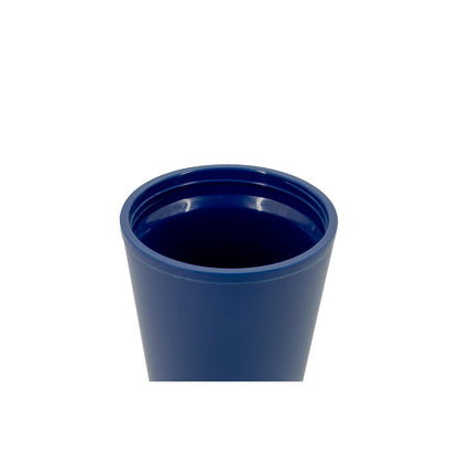 FIGLIOLI promotional travel cup in navy blue (detail view) with custom logo branding