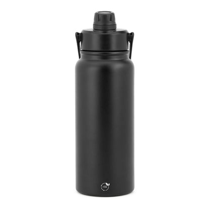 ALCARAZ promotional bottle in black (detail view) with custom logo branding