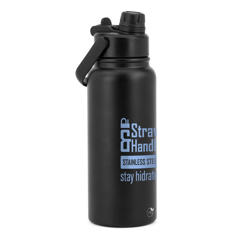 ALCARAZ promotional bottle in black with custom logo branding