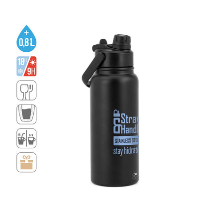 ALCARAZ promotional bottle (complete set view) with custom logo branding