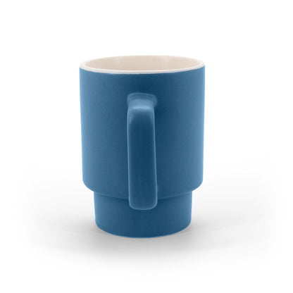 KUERTEN promotional mug in blue (detail view) with custom logo branding