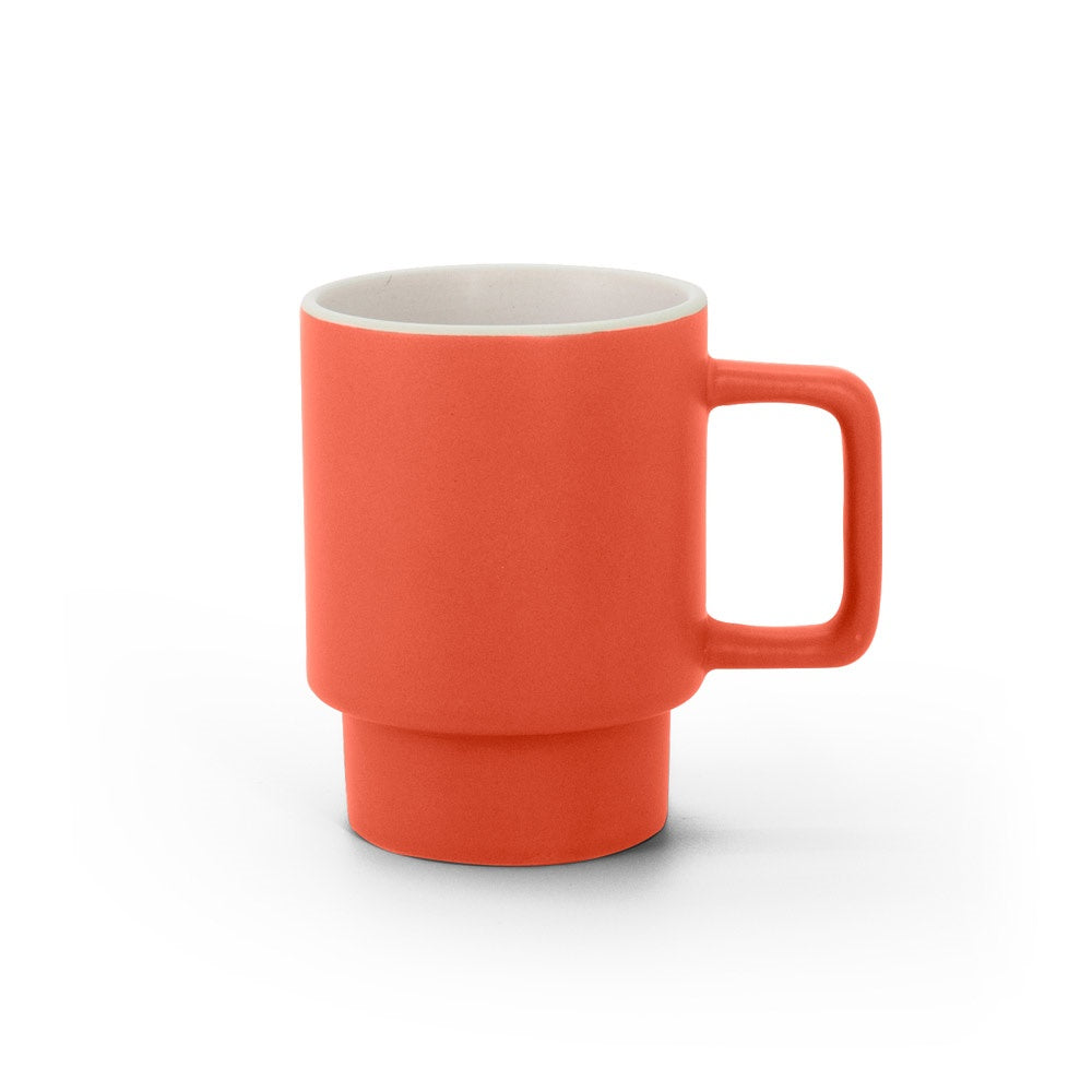 KUERTEN promotional mug in red (detail view) with custom logo branding