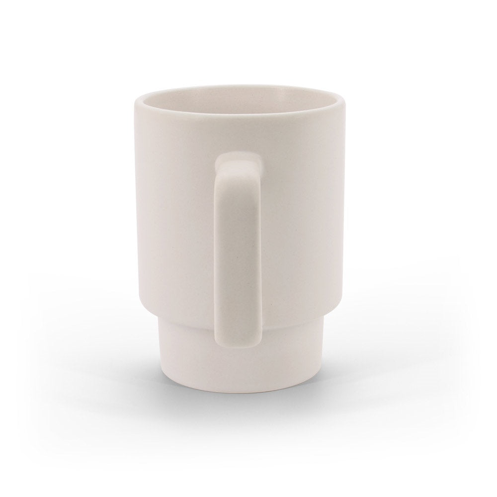 KUERTEN promotional mug in pastel white (detail view) with custom logo branding