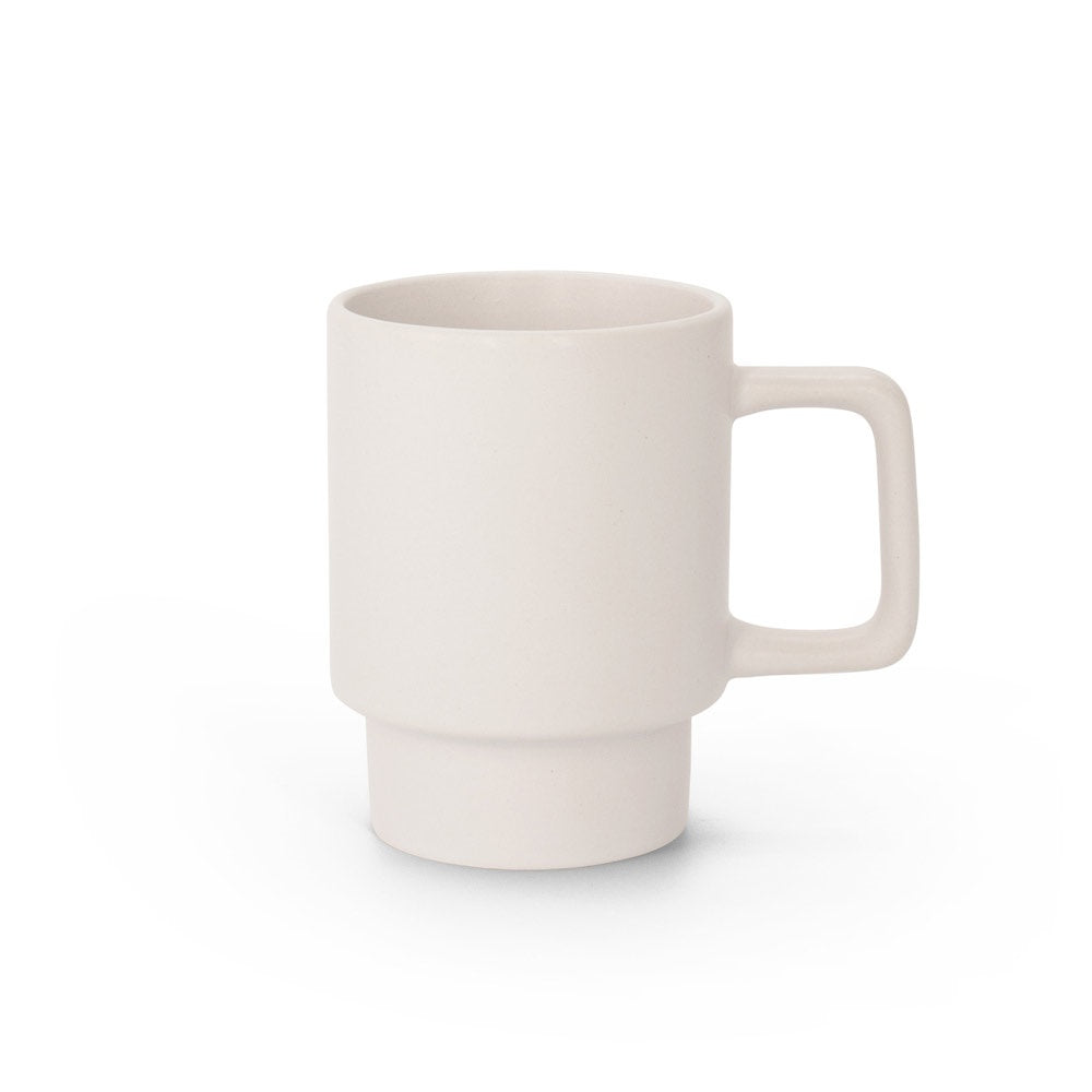 KUERTEN promotional mug in pastel white (detail view) with custom logo branding