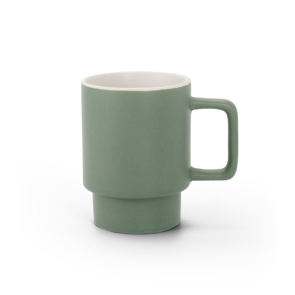 KUERTEN promotional mug in army green (detail view) with custom logo branding