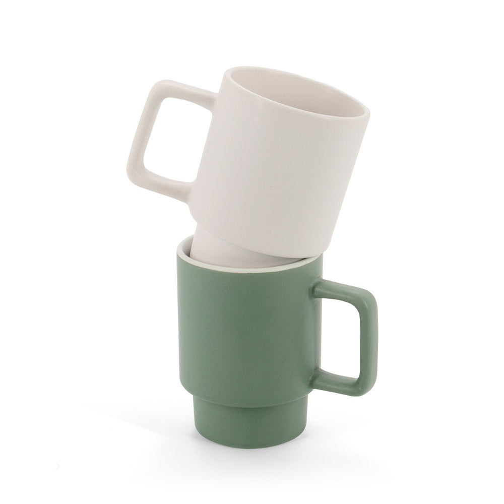 KUERTEN promotional mug in army green (detail view) with custom logo branding