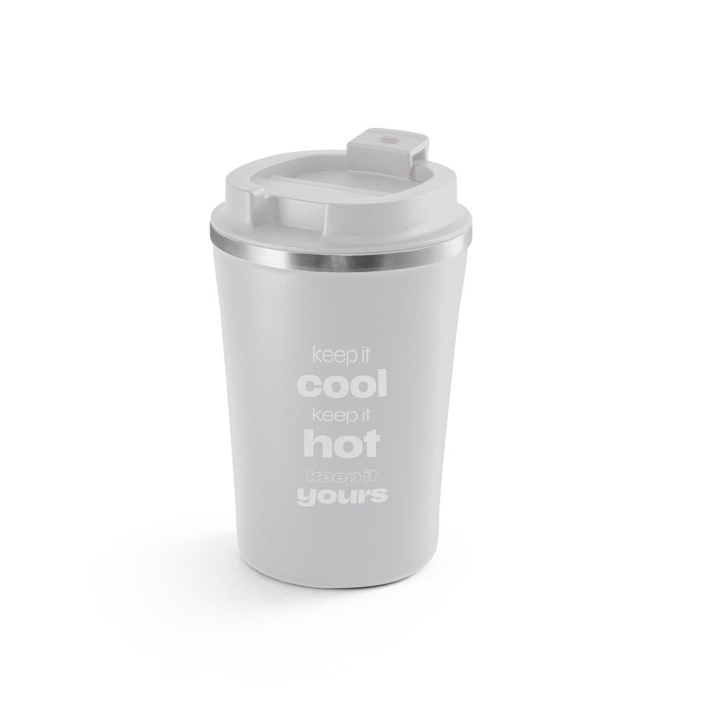PHELPS CERAMIC promotional thermal bottle in light grey with custom logo branding