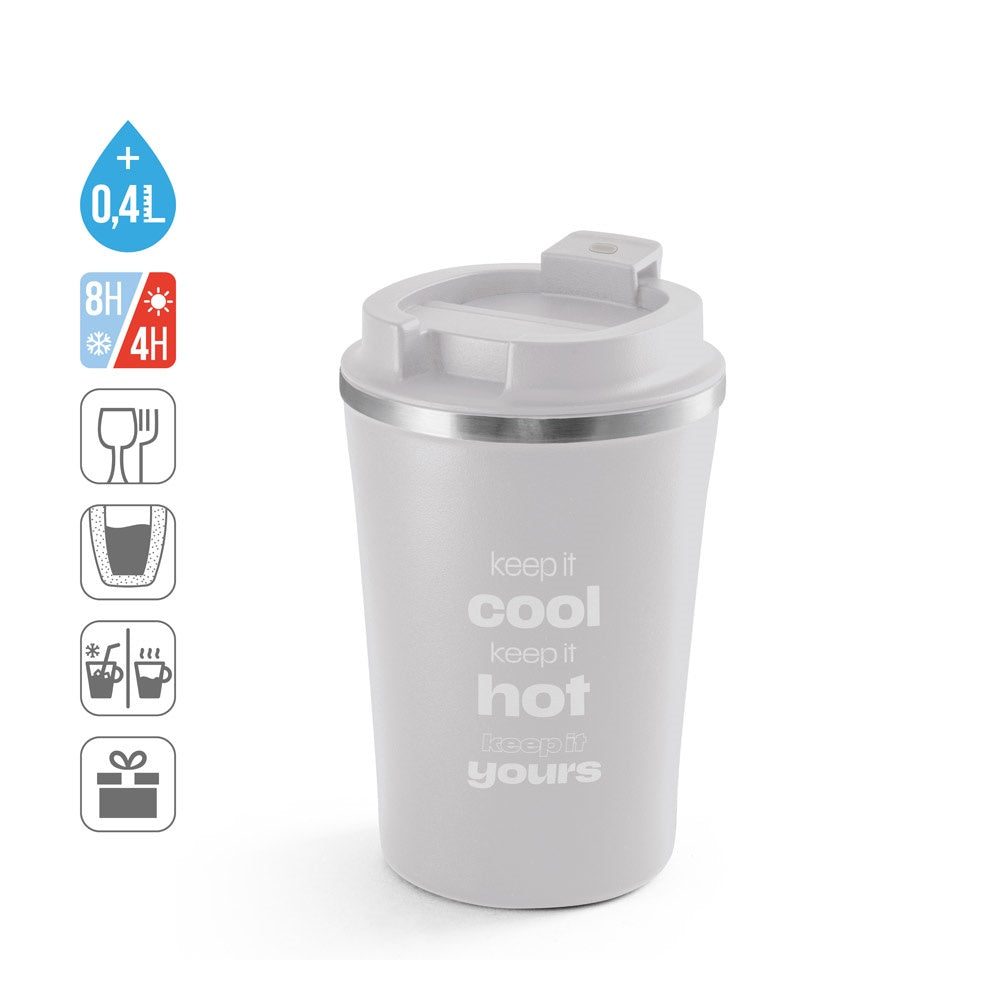 PHELPS CERAMIC promotional thermal bottle (complete set view) with custom logo branding