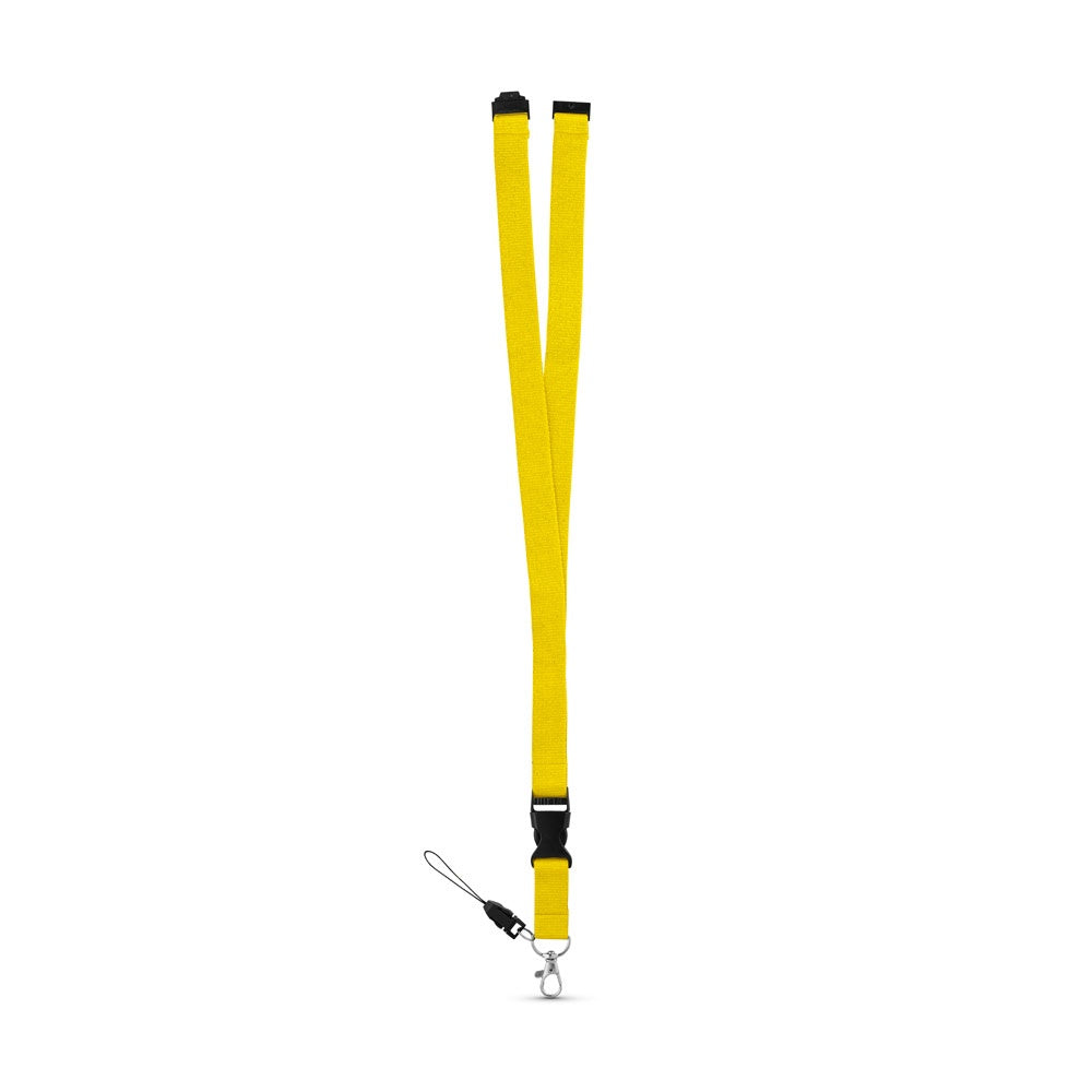 MURRAY promotional lanyard in yellow (detail view) with custom logo branding