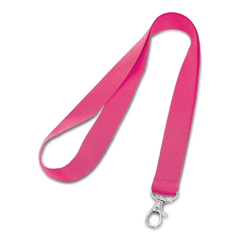 LARIAT promotional lanyard in pink with custom logo branding