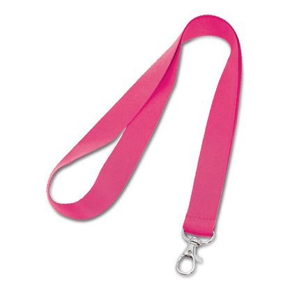 LARIAT promotional lanyard in pink with custom logo branding