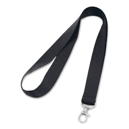 LARIAT promotional lanyard in black with custom logo branding