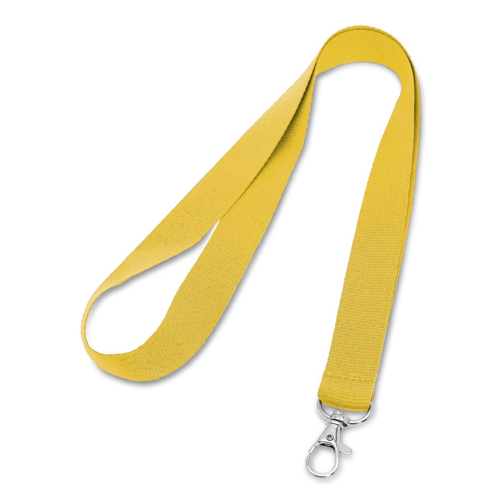 LARIAT promotional lanyard in yellow with custom logo branding