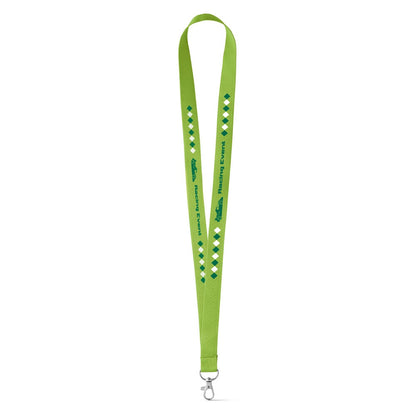 LARIAT promotional lanyard in light green with custom logo branding
