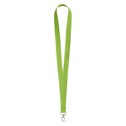 LARIAT promotional lanyard in light green (detail view) with custom logo branding
