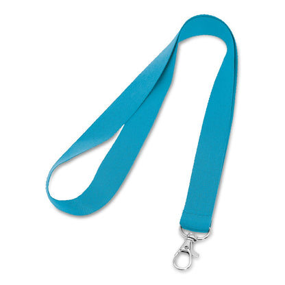 LARIAT promotional lanyard in light blue with custom logo branding