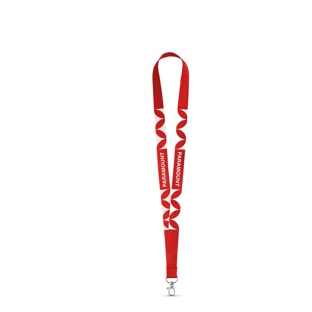 LARIAT promotional lanyard (complete set view) with custom logo branding