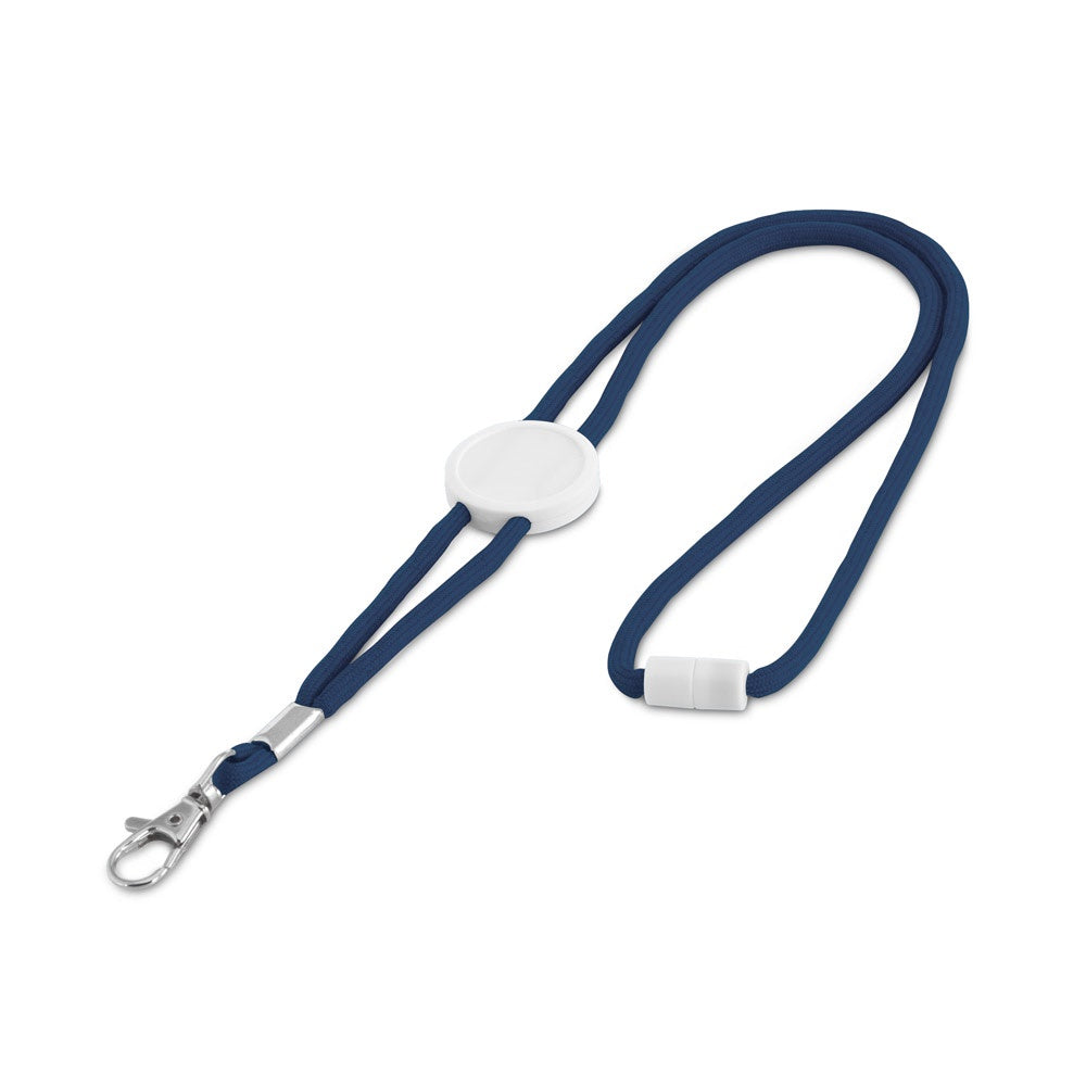 WEAVE promotional lanyard in blue with custom logo branding