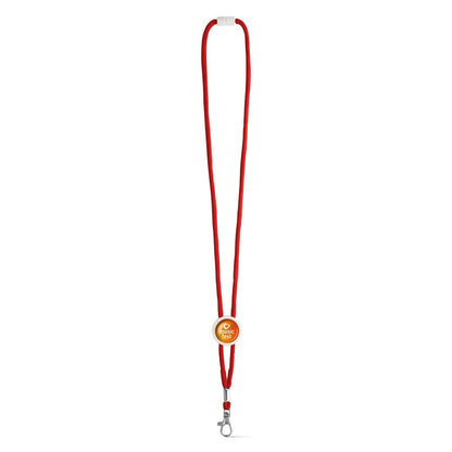 WEAVE promotional lanyard in red with custom logo branding
