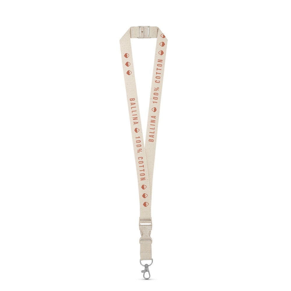 BALLINA promotional lanyard in light natural with custom logo branding