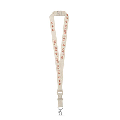 BALLINA promotional lanyard in light natural with custom logo branding