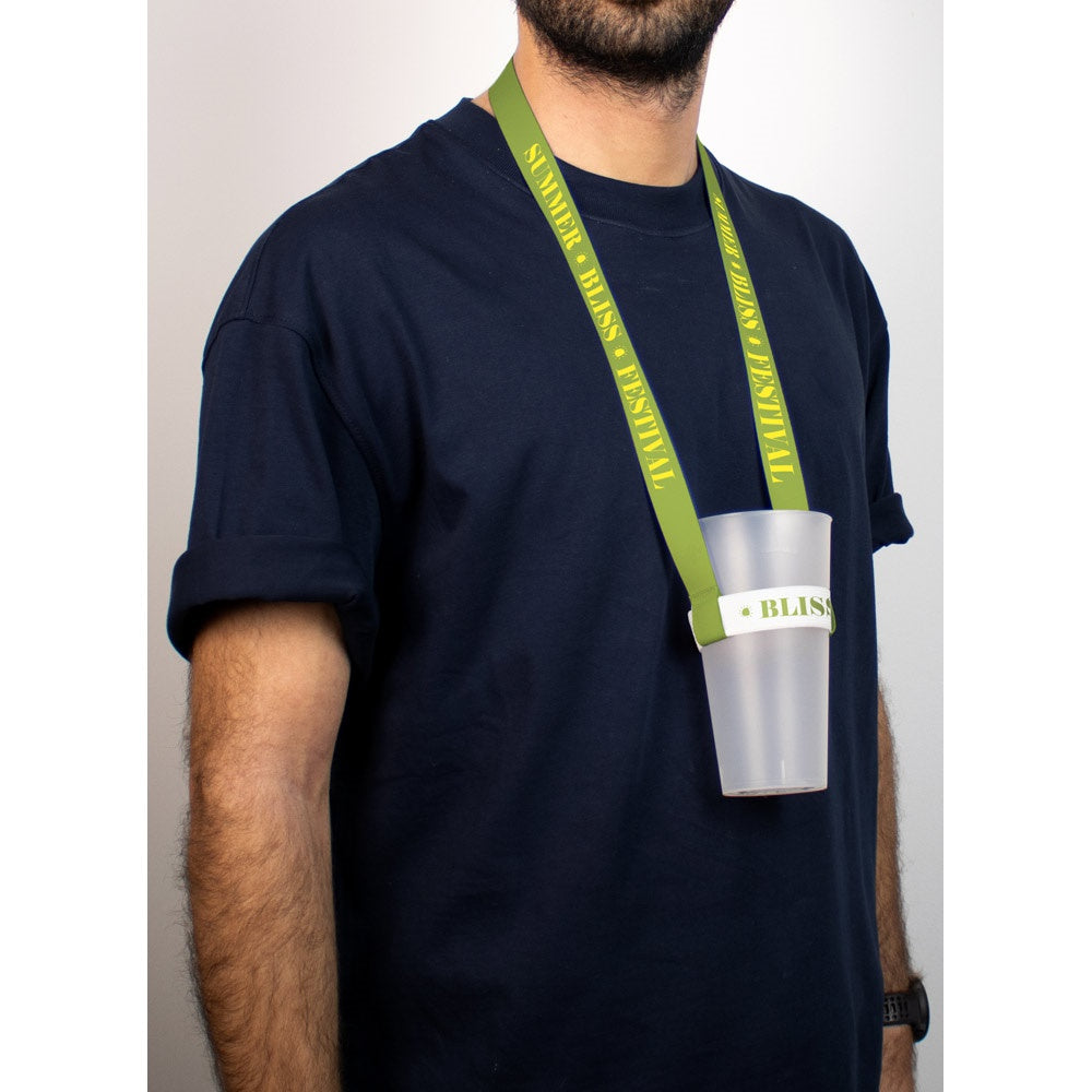 SWINDON promotional lanyard in 301 - white (detail view) with custom logo branding