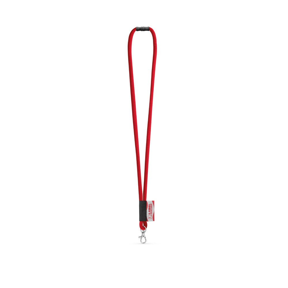 WISBECH promotional lanyard in 302 - red with custom logo branding