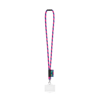 WATFORD promotional lanyard in hexachrome pink/royal blue with custom logo branding