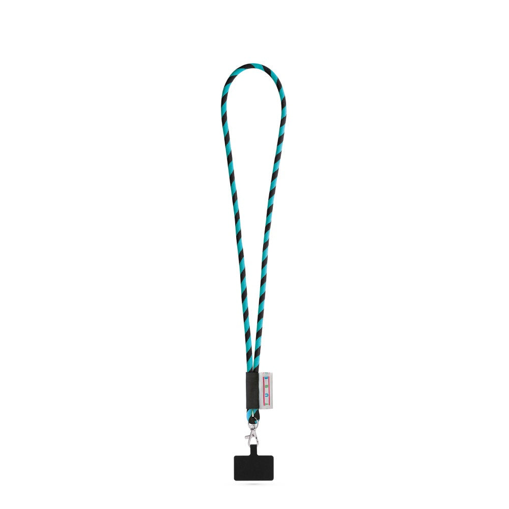 GOSPORT promotional lanyard in 353 - black/light blue with custom logo branding
