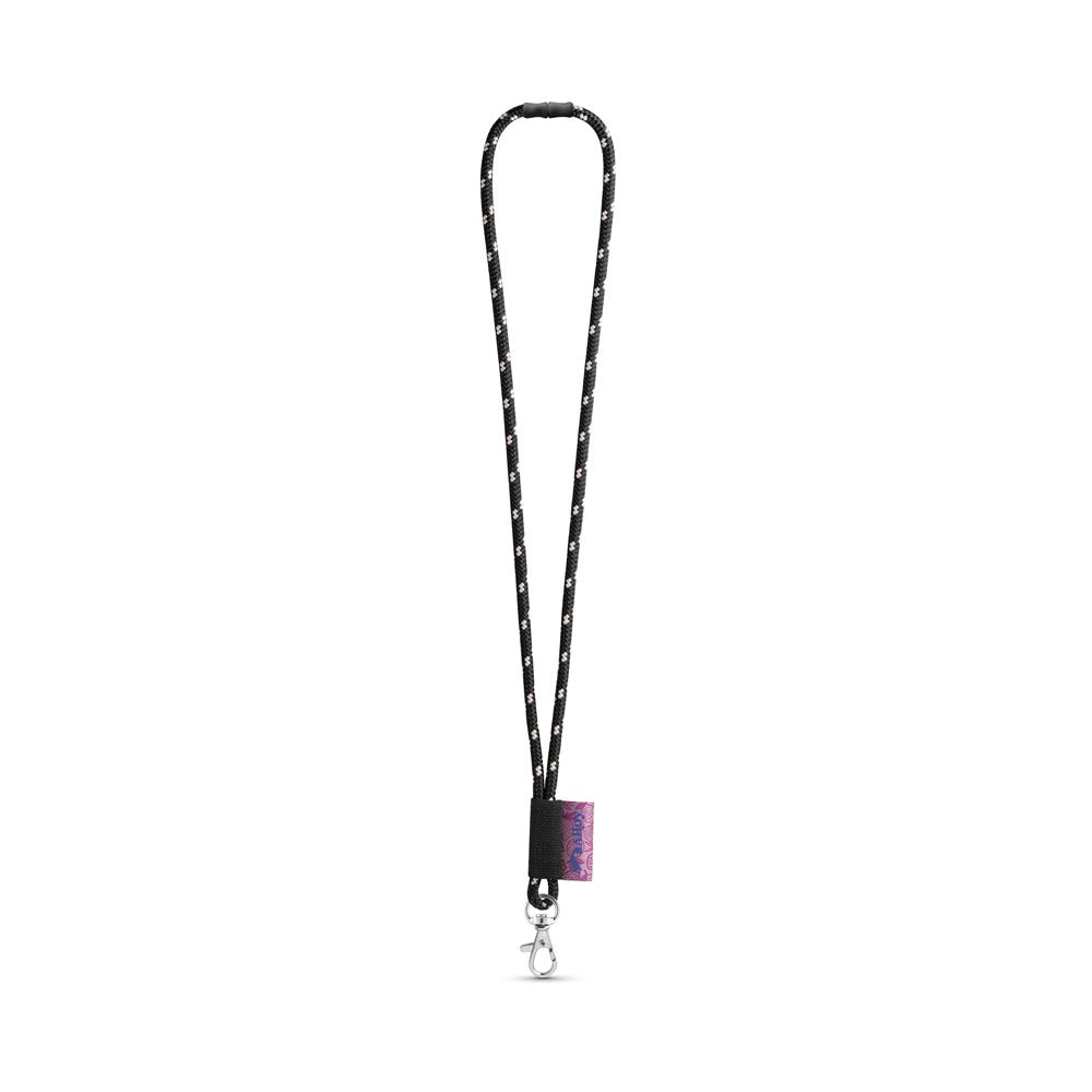 MANSFIELD promotional lanyard in black/white with custom logo branding