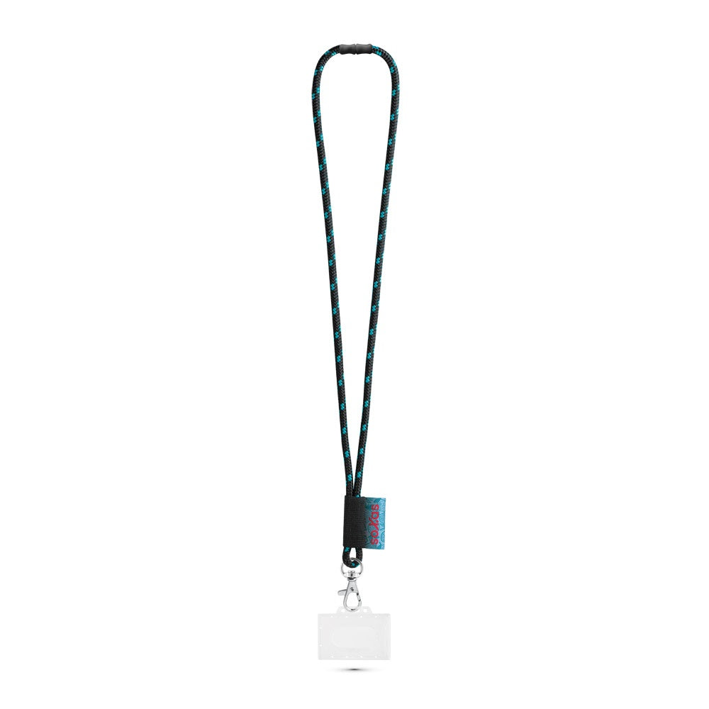BRIDPORT promotional lanyard in 353 - black/light blue with custom logo branding