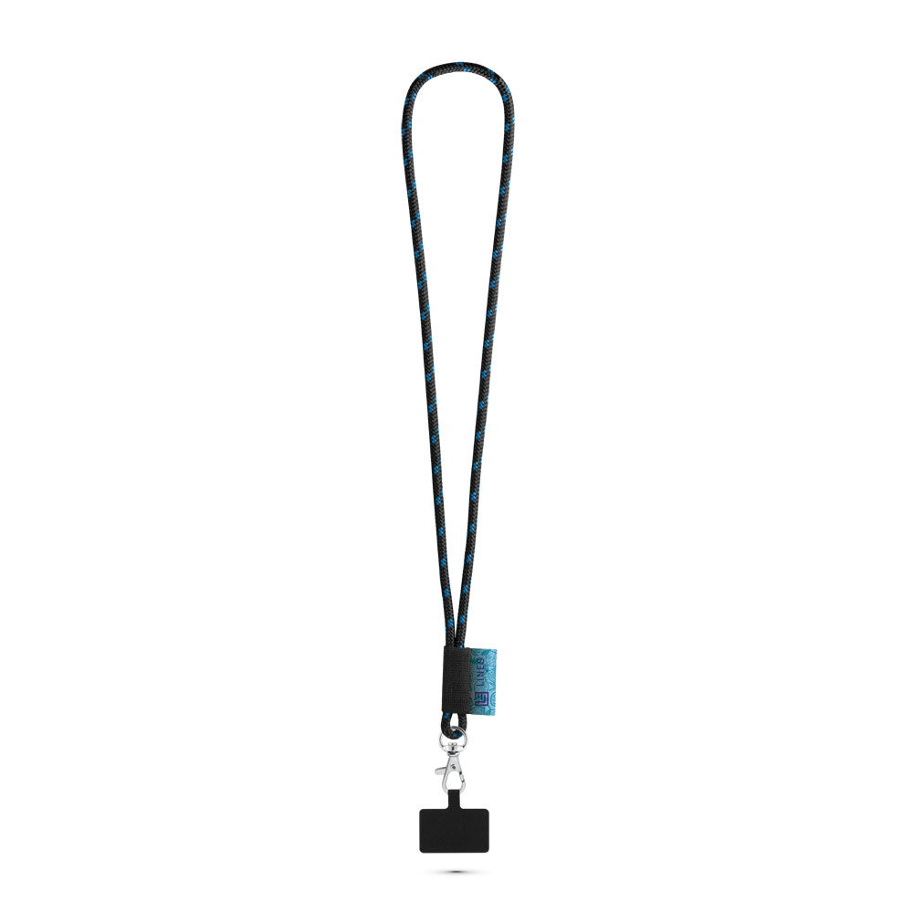 STAFFORD promotional lanyard in black/royal blue with custom logo branding