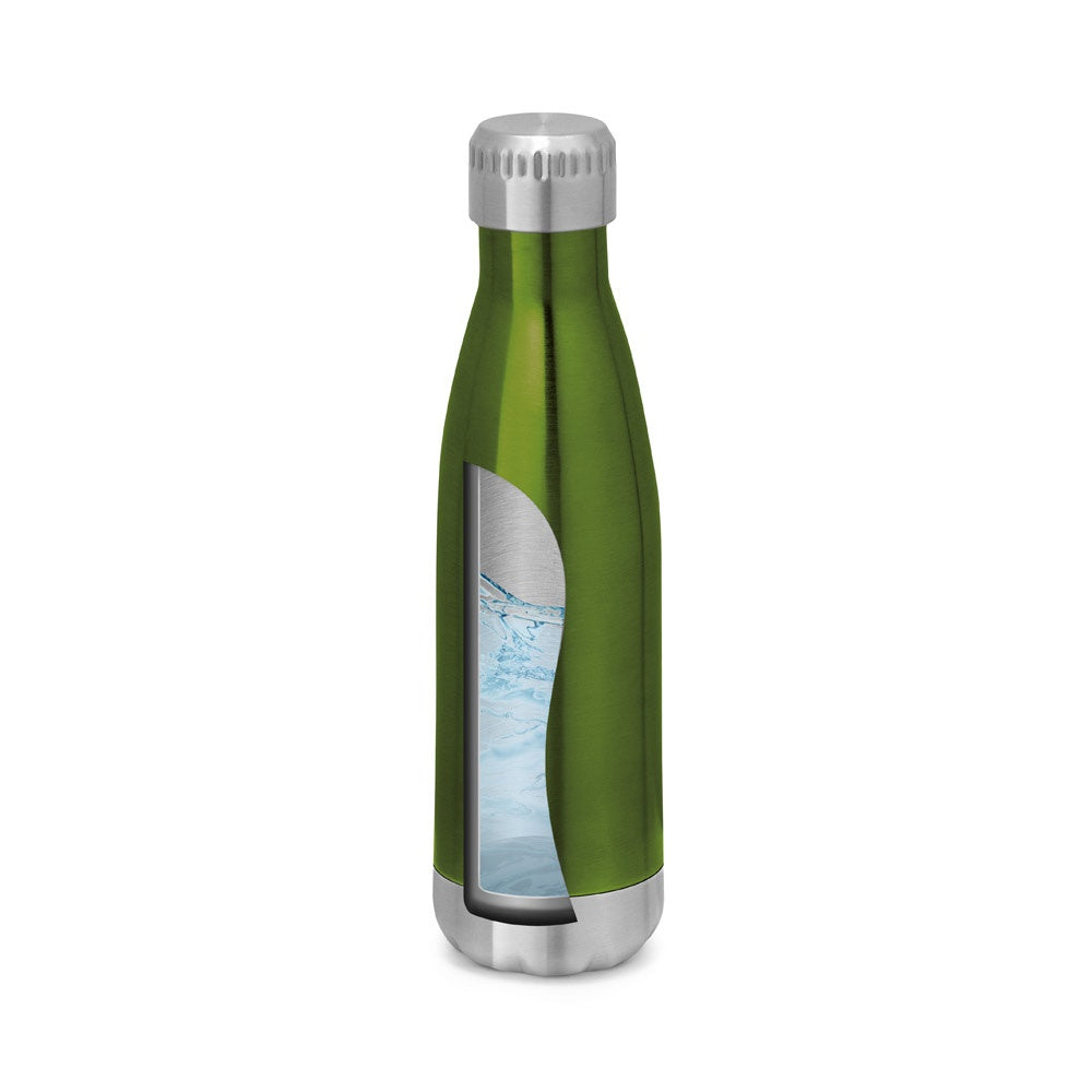 SHOW promotional thermal bottle in light green (detail view) with custom logo branding