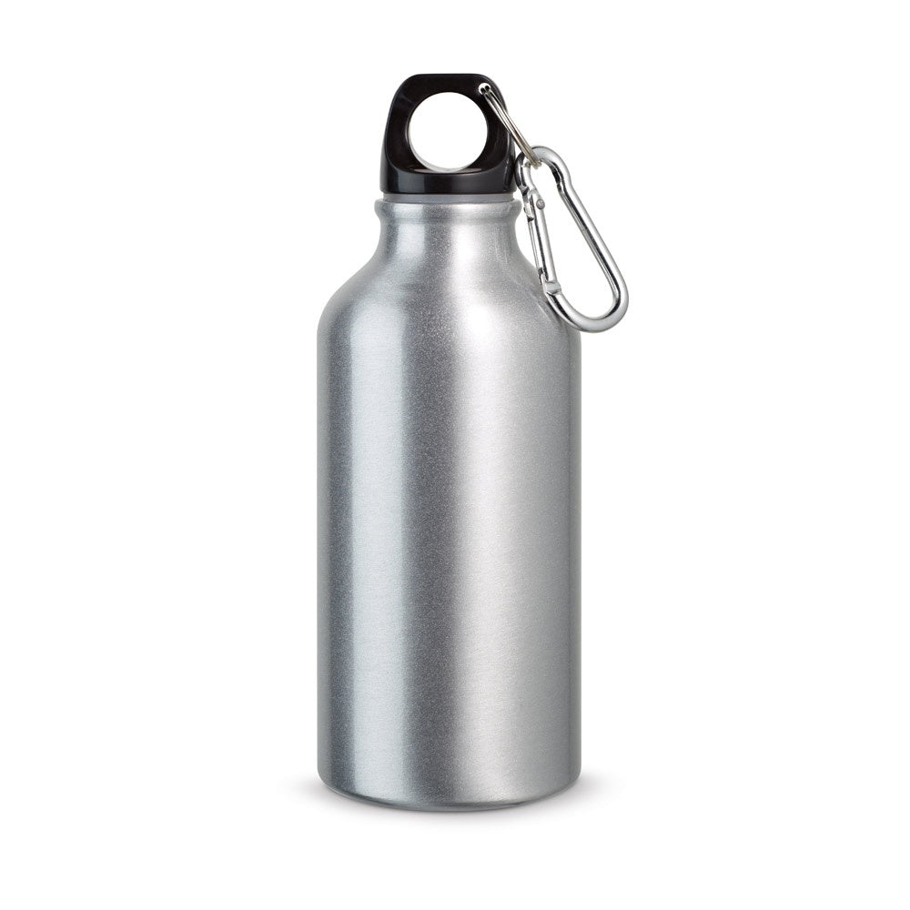 LANDSCAPE S promotional bottle in satin silver with custom logo branding