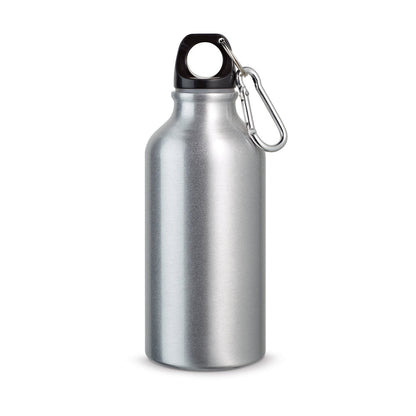 LANDSCAPE S promotional bottle in satin silver with custom logo branding
