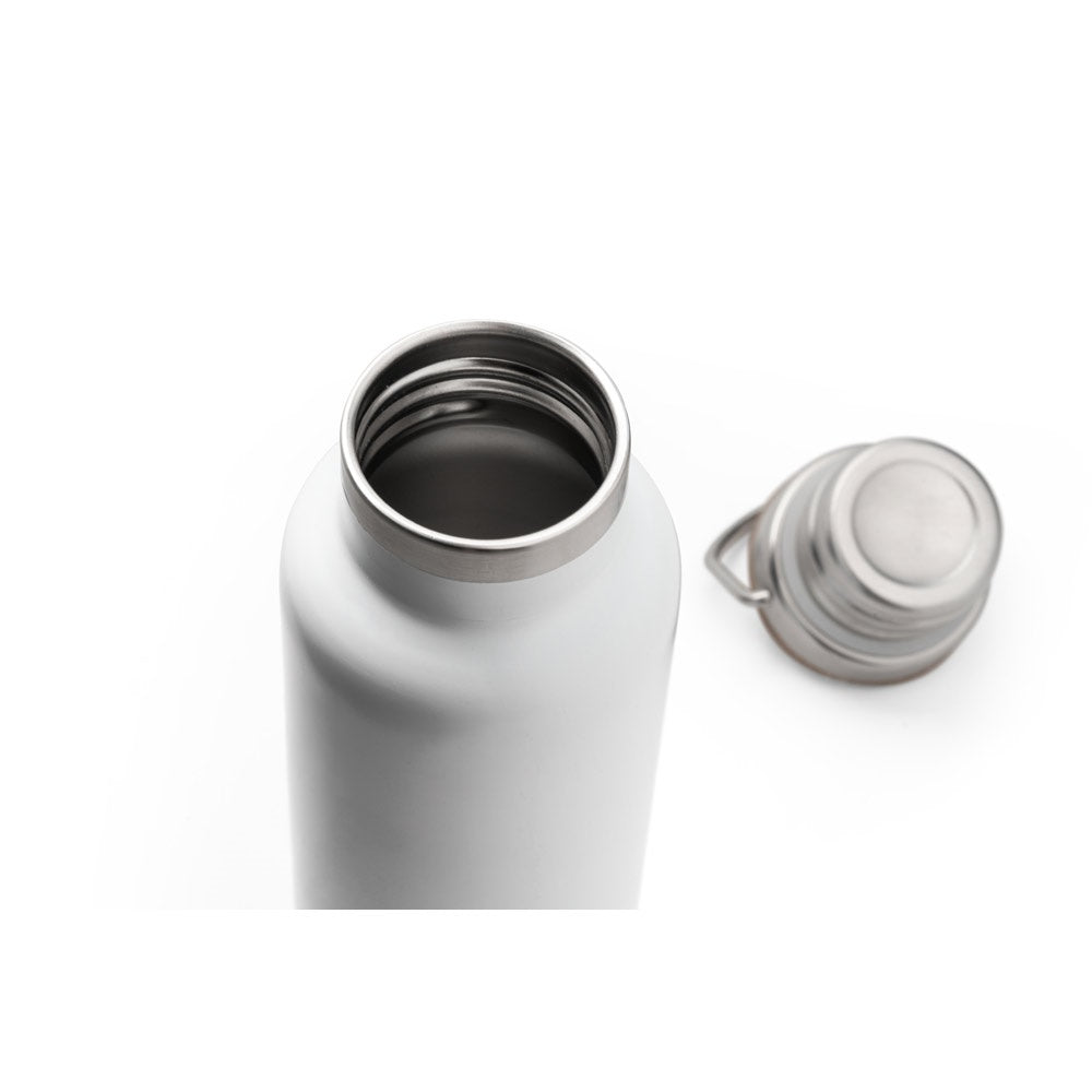 RAGNAR promotional thermal bottle in white (detail view) with custom logo branding