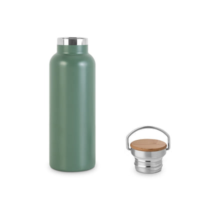 RAGNAR promotional thermal bottle in army green (detail view) with custom logo branding
