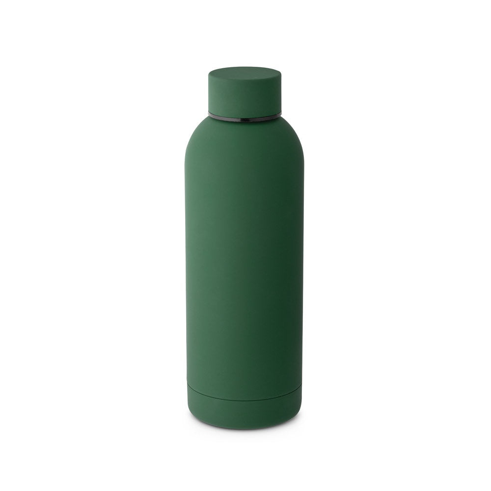 ODIN promotional thermal bottle in dark green with custom logo branding