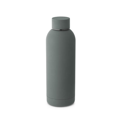 ODIN promotional thermal bottle in dark grey with custom logo branding