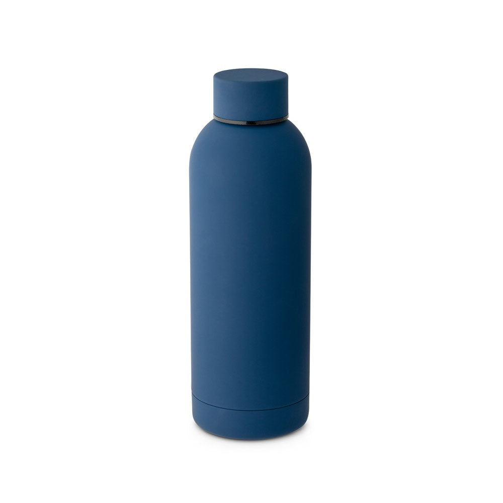 ODIN promotional thermal bottle in navy blue with custom logo branding