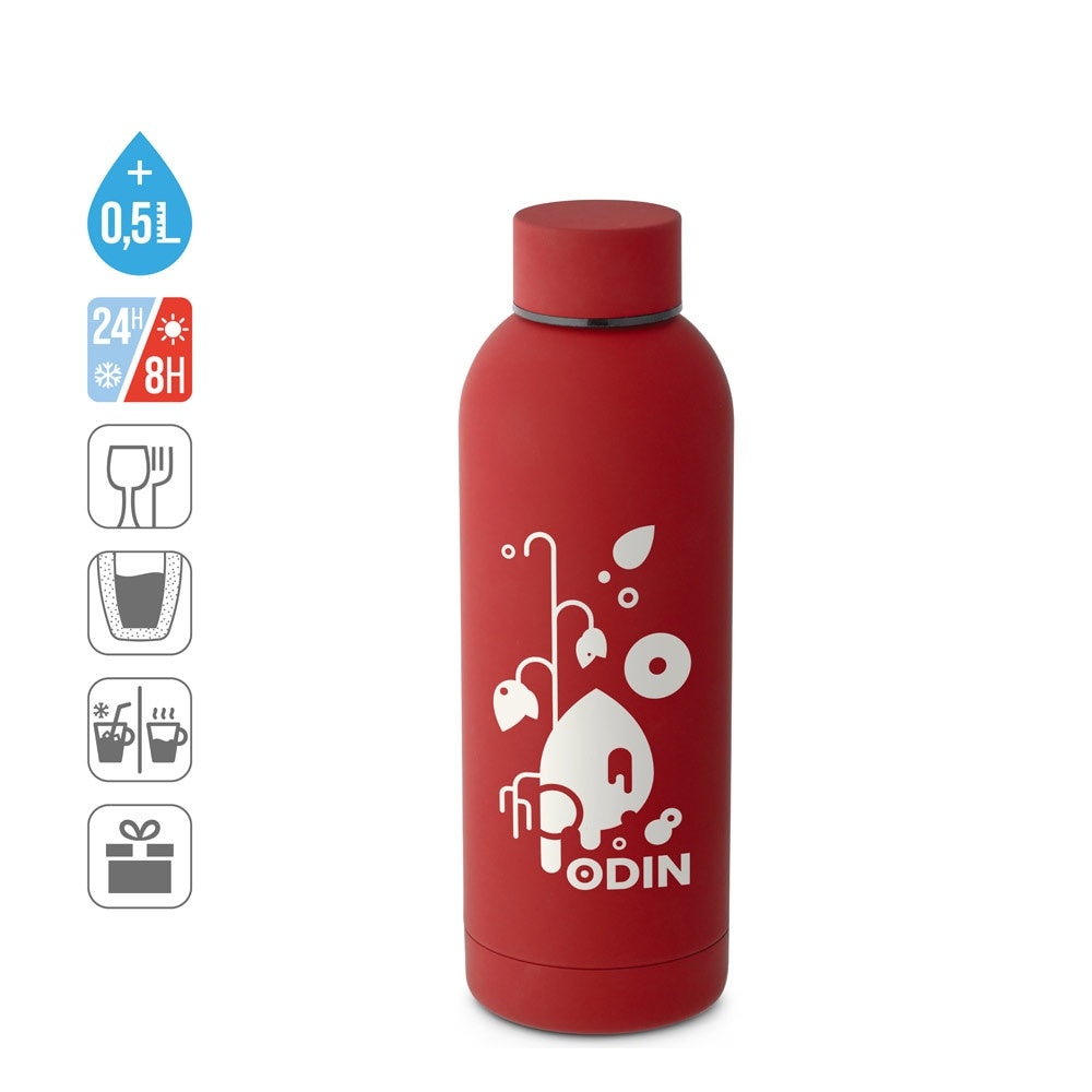 ODIN promotional thermal bottle (complete set view) with custom logo branding