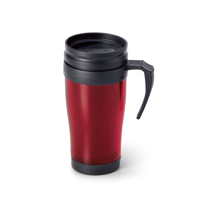 LIVE promotional mug in red with custom logo branding