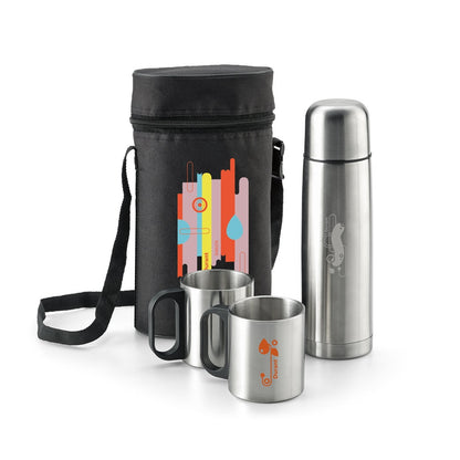DURANT promotional thermal bottle in silver with custom logo branding
