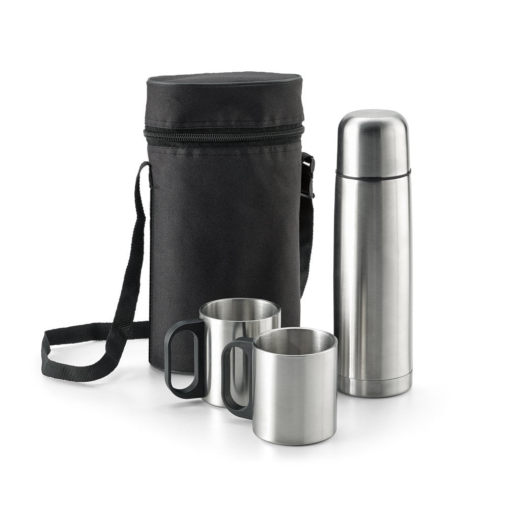 DURANT promotional thermal bottle in silver with custom logo branding