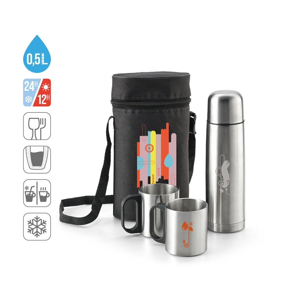 DURANT promotional thermal bottle (complete set view) with custom logo branding