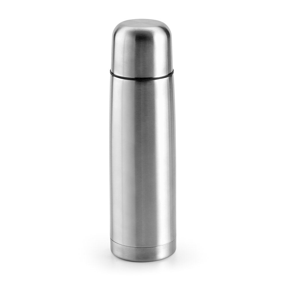KARPOV promotional thermal bottle in silver with custom logo branding
