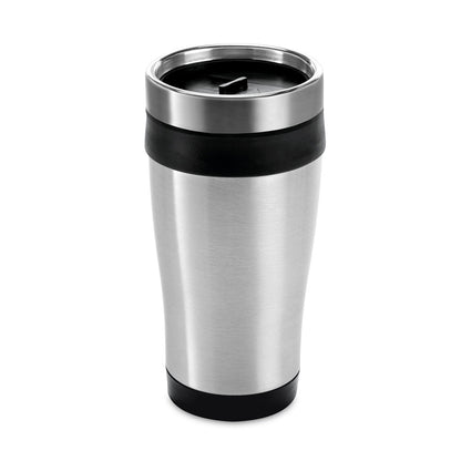 BATUM promotional travel cup in black with custom logo branding