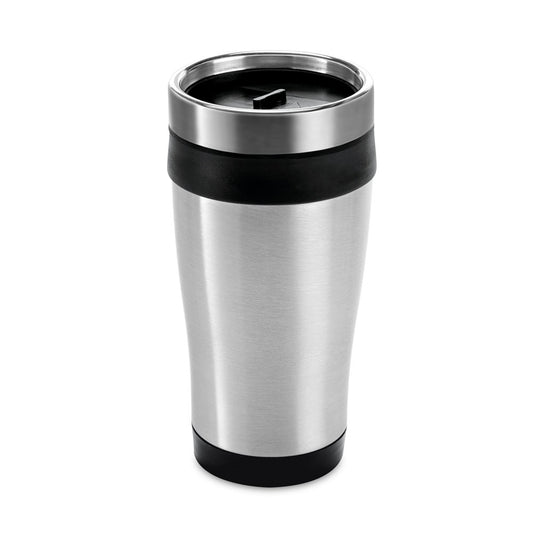 BATUM promotional travel cup in black with custom logo branding